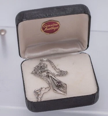 De Colección - Collar Amco Amatista Colgante Oro 14k Superpuesto 17.5" Foto 1 de 4