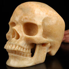 Super Realistic! Lifesized 6.5" Orange Aventurine Hand Carved Crystal Skull