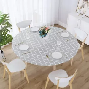 Round Tablecloth Vinyl Plastic tablecloth with Flannel Backing Waterproof Oil... - Picture 1 of 7