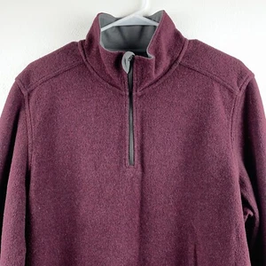 Toad & Co Men's Kennicott 1/4 Zip Long Sleeve Wool Shirt Size Large Burgundy t - Picture 1 of 7