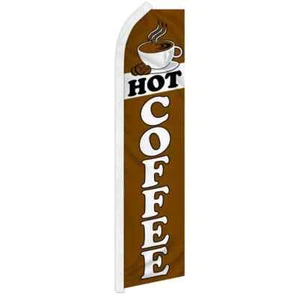 Hot Coffee Swooper Flutter Feather Advertising Cafe Coffee Beverage Banner Flag - Picture 1 of 6