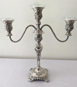 Candelabro plateado W M Rogers & Sons Victorian Rose convertible ¡HERMOSO! - Imagen 1 de 21