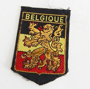 Belgium LION Crest Gold Embroidered Thin Black Patch Badge Small 2 in x 1.25 in - Picture 1 of 2