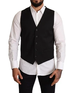DOLCE & GABBANA Vest Dress Waistcoat Black Wool Formal IT44 / US34 / XS RRP $500 - Picture 1 of 9