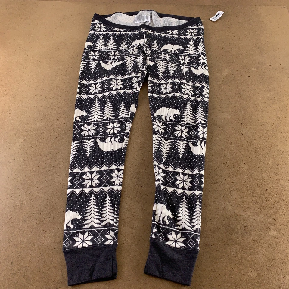 Leggings de pijama de punto térmico estampados grises grandes de maternidad Old Navy para mujer nuevos con etiquetas Foto 1 de 4
