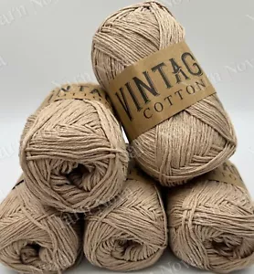 Vintage Cotton Knitting Crochet Yarn - 5 x 100g Balls - V11 Latte - Picture 1 of 11