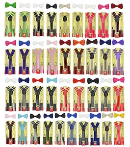CUTE Baby Toddler Kids Children Boys Girls Stripe Elastic Suspender& Bow Tie Set - Picture 1 of 79