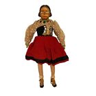 Vintage Schweizer Brienz Huggler geschnitzt Holz Mädchen Puppe Kopftuch Körper 11"" Kostüm