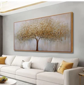Wall Art Gold Abstract Tree of Life Framed Modern Artwork Canvas Painting... - Picture 1 of 7