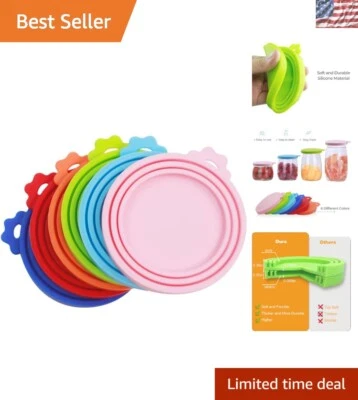 Tapas de latas de silicona aptas para alimentos - 6 cubiertas aptas para lavavajillas duraderas y flexibles Foto 1 de 4