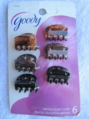 6 Goody Brynn Plastic Claw Clips Black Tort Brown Small Mini Tiny Hair Jaw Holes - Image 1 of 4