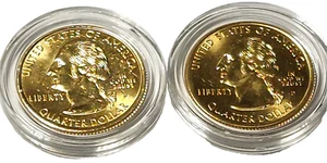 1999 P & D 25c New Jersey State Quarters 24k Gold Plated Clad Uncirculated - Picture 1 of 6