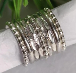 New 7 PCs. Hammered 925 Sterling Silver rings, Multi Designer ring Woman ring K2 - Picture 1 of 4