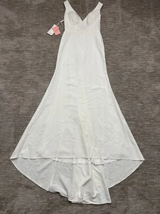JJ's House Wedding Dress Womens 6 Ivory Trumpet Mermaid Sweep Train Back Button - Picture 1 of 15
