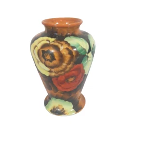 Orange Mohn Blumen Vase Gold Schloss Japan handbemalt 7" #2 - Bild 1 von 7