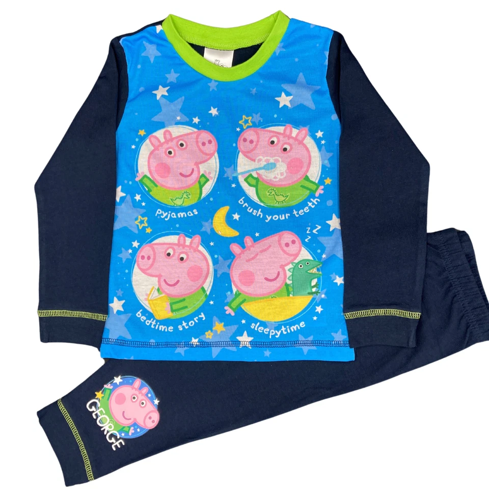 Pyjama garçon Peppa Pig George, pyjama long, vêtements de nuit personnage 18 mois - 5 ans - Photo 1/1