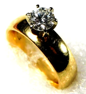 DESIGNER 14K Y GOLD DIAMOND Approx .80 TCW Vintage RING Size 5.7 Estate - Picture 1 of 7