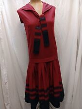 Vintage 1960's 20's Style Drop Waist Red Black Silver Flapper Dress Small