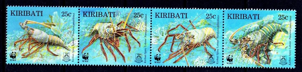 Kiribati 1998 Langosta Espinosa - WWF Completo Como Nuevo MNH Juego Tira SC 718a Foto 1 de 1