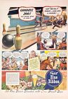 1942~Pabst Blue Ribbon~PBR Beer~Bowling Alley Comic~40s Art~Vintage Print Ad