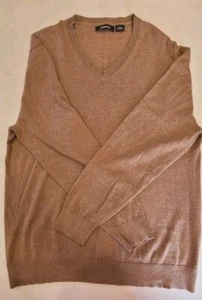 Claiborne Brown V-neck cashmere Cotton blend sweater men sz XL - Picture 1 of 7
