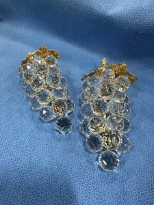PAIR OF GRAPE SWAROVSKI CRYSTAL FIGURINE BUNCH OF 23 GRAPES - Picture 1 of 17