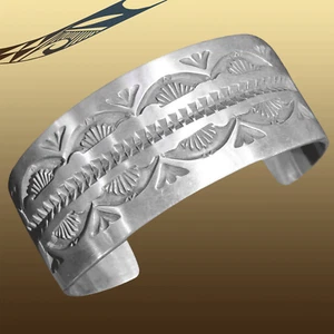 Handmade Sterling Silver Navajo Cuff Bracelet by Jerrold Tahe - Picture 1 of 2