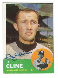 Autographed 1963 Topps TY CLINE Milwaukee Braves Card #414- w/COA  - Picture 1 of 1