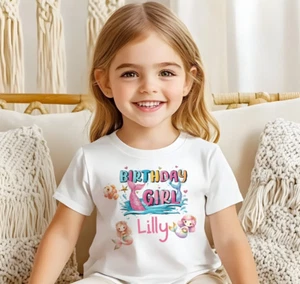 Personalised mermaid t-shirt, toddler tees top, girl clothing - Picture 1 of 3