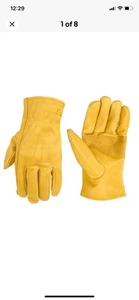 Wells Lamont Heavy Duty Leather Work Gloves Premium Cowhide Size Medium - Picture 1 of 7