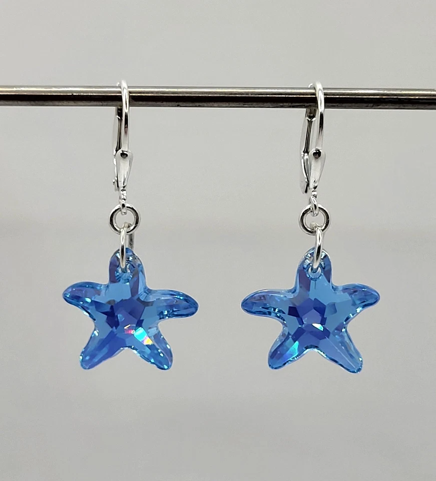 m/w Pendientes Estrella de Mar Cristal Swarovski Aqua AB; ÚLTIMO PAR Foto 1 de 1