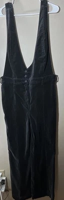 Anthropologie Pilcro Velvet Overall Jumpsuit Dark Grey Sz 12 - Image 1 of 4