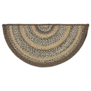 VHC Brands Espresso Rug with PVC Pad Jute Blend Half Circle Brown Black Tan Whit - Picture 1 of 5