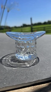 Vintage Fostoria Glass Top Hat Toothpick Holder Clear Cubist Pattern Deco - Picture 1 of 7