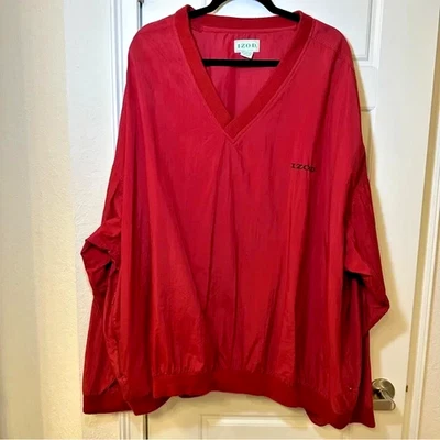 Vintage IZOD Windbreaker Men's Size 4X Red V-Neck Pullover, Side Zip Pockets - Image 1 of 4