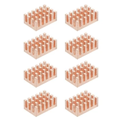 8 Pezzi Dissipatore di Calore in Rame 10x15x6mm, Dissipatore di Calore Radiatore per Raspberry Pi - Immagine 1 di 4