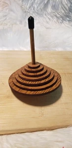 Vintage 4" Spinning Top Toy Handmade Carved  Solid Wood.  Rare 1970s. - Picture 1 of 7