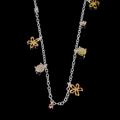 Handmade Natural Opal Necklace 925 Sterling Silver 14.25"/N26050 - Image 1 of 4
