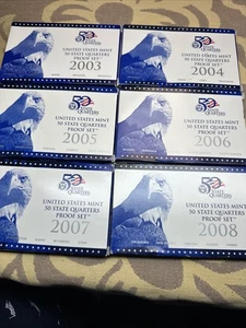 Lot Of 6 2003/04/05/06/07/08 US Mint50 State Quarters Proof Set OGP w/COA /Clad - Picture 1 of 7