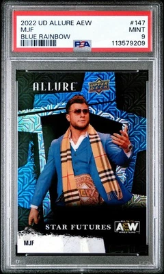 2022 Upper Deck Allure AEW MJF #147 Star Futures Blue Rainbow /35 PSA MINT 9 - Image 1 of 2