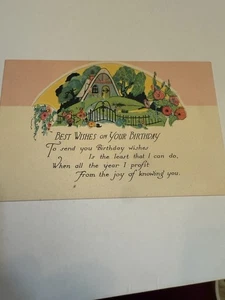 Vintage Postcard Vibrant Cottage & Flowers Scene “Best Wishes” Divided Back - Picture 1 of 6