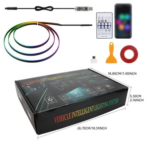 For Cars For SUVs Ambient Light Strip Music Synchronization 16 Million Colors - Picture 1 of 8