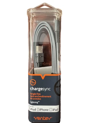 Ventev ChargeSync Lightening Flat Cable Tangle-Free - 3' - Gray - Image 1 of 3