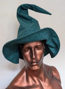 Custom-made Wizard Hat In Green Cotton-cosplay/LARP/reenactment - Picture 1 of 8