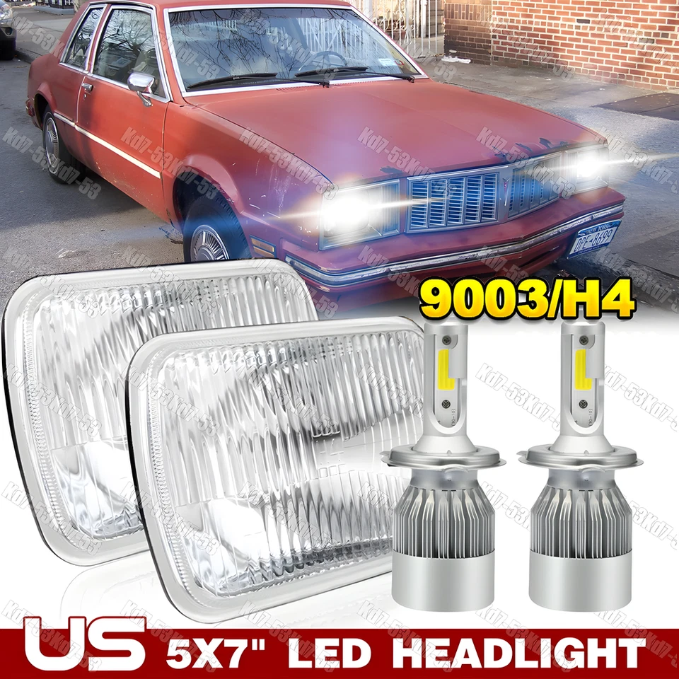 Pontiac Phoenix 1977 - 84 7x6" 方形 LED 车头灯 高/低光 DRL 灯 — 第 1/4 张图片