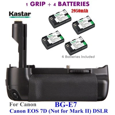 Рукоятка BG-E7 + 4x аккумулятор LPE6 для аккумулятора Canon LP-E6 и цифровой зеркальной фотокамеры Canon EOS 7D - Изображение 1 из 4