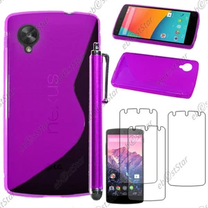 Housse Etui Coque Silicone S-line Violet LG Nexus 5 E980 + Stylet + 3 Film écran - Photo 1 sur 1