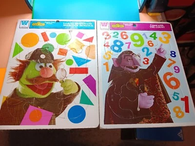 Sesame Street Frame-Tray Puzzles Whitman 1976 The Count & Sherlock Hemlock - Image 1 of 4