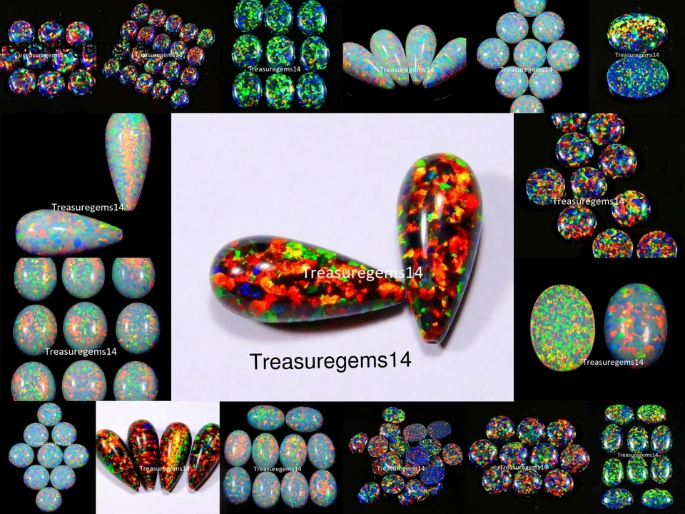 AUSTRALIAN OPAL WHITE BLACK FIRE PLAYED CALIBRATED  OVAL ROUND TEARDROP CABOCHON - Image 1 of 1