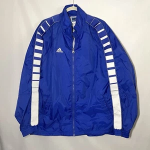 VTG Adidas Logo Jacket Mens Size L Blue Striped Retro Soccer Full Zip 90s Track - Picture 1 of 20